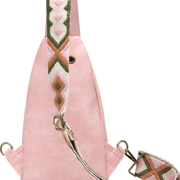 Vegan Leather Trendy Small Sling Bag Crossbody Bag with Guitar Strap NEW - Picture 7 of 9